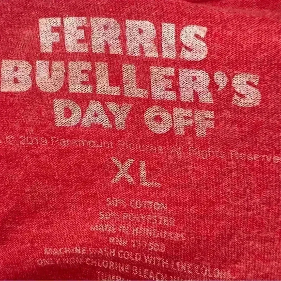 Men's Sz XL Ferris Buellers Day Off Red Tee "Save Ferris '86" Classic - Picture 3 of 3